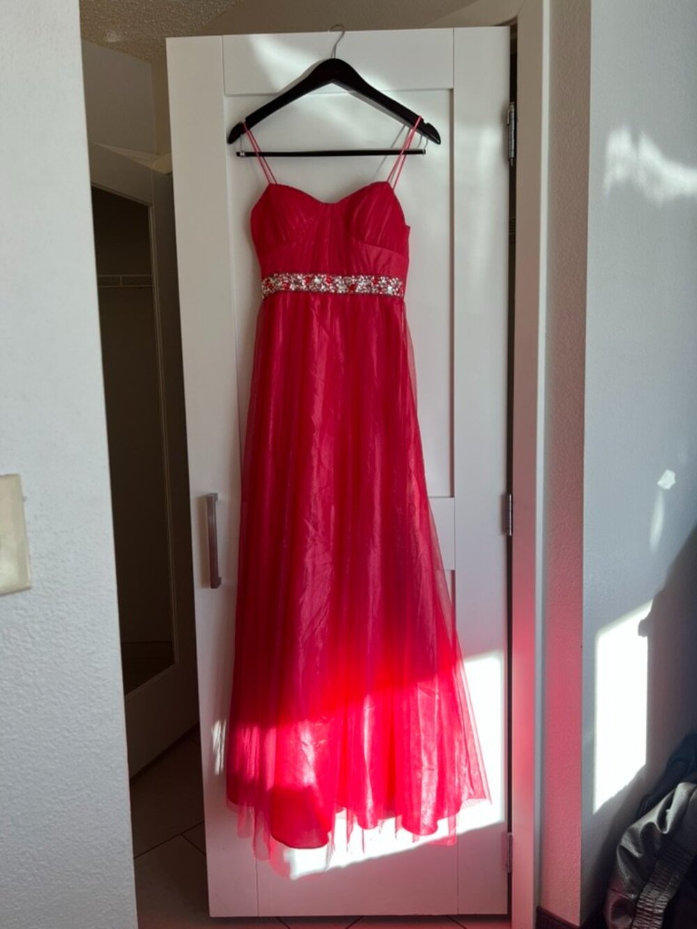 Reign On Hot Pink Rhinestone Formal Gown XS 1/2